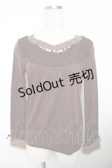 axes femme / パール装飾カットソー  ブラウン Y-25-11-21-010-AX-TO-SZ-ZY