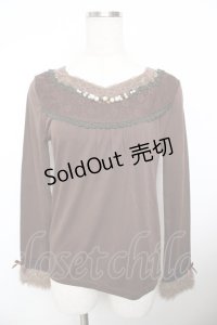 axes femme / パール装飾カットソー  ブラウン Y-25-11-21-010-AX-TO-SZ-ZY