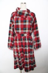 axes femme / オフタートルチェックワンピース  赤 Y-25-11-21-100-AX-OP-SZ-ZY
