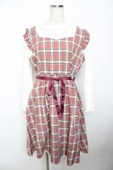 axes femme POETIQUE / チェック×カットソー切替ワンピース M ピンク Y-25-11-21-101-AX-OP-SZ-ZY