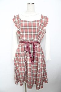 axes femme POETIQUE / チェック×カットソー切替ワンピース M ピンク Y-25-11-21-101-AX-OP-SZ-ZY