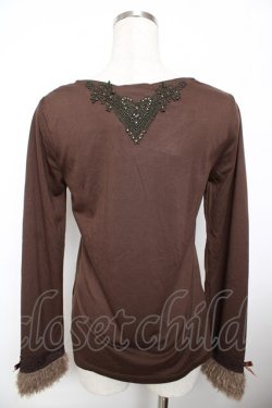 画像2: axes femme / パール装飾カットソー  ブラウン Y-25-11-21-010-AX-TO-SZ-ZY