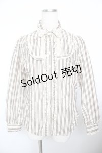 axes femme / レジメンタルストライプ柄ブラウス  生成り Y-25-11-21-013-AX-BL-SZ-ZY