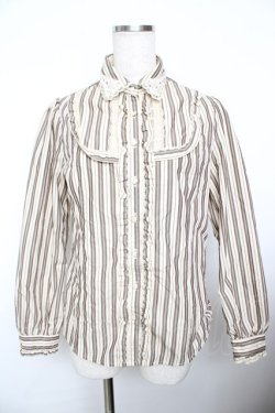 画像1: axes femme / レジメンタルストライプ柄ブラウス  生成り Y-25-11-21-013-AX-BL-SZ-ZY