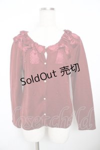 axes femme / リボンニットカーディガン M ワイン Y-25-11-21-018-AX-TO-SZ-ZY