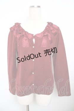 画像1: axes femme / リボンニットカーディガン M ワイン Y-25-11-21-018-AX-TO-SZ-ZY