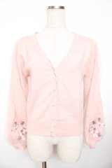 axes femme / サクラ刺繍チュール袖カーディガン F ピンク Y-25-11-21-020-AX-TO-SZ-ZY