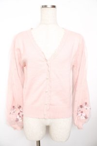 axes femme / サクラ刺繍チュール袖カーディガン F ピンク Y-25-11-21-020-AX-TO-SZ-ZI