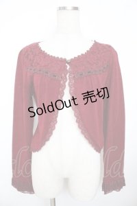 axes femme / 起毛レース切替ボレロ M ワイン Y-25-11-21-022-AX-TO-SZ-ZY