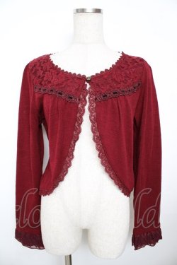 画像1: axes femme / 起毛レース切替ボレロ M ワイン Y-25-11-21-022-AX-TO-SZ-ZY