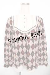 axes femme / アーガイル柄レースニットプルオーバー M ワイン Y-25-11-21-023-AX-TO-SZ-ZY