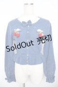 axes femme kawaii / 苺の編みぐるみニットカーデ M 青 Y-25-11-21-026-AX-TO-SZ-ZY