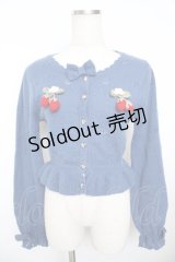 axes femme kawaii / 苺の編みぐるみニットカーデ M 青 Y-25-11-21-026-AX-TO-SZ-ZY