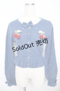 axes femme kawaii / 苺の編みぐるみニットカーデ M 青 Y-25-11-21-026-AX-TO-SZ-ZY