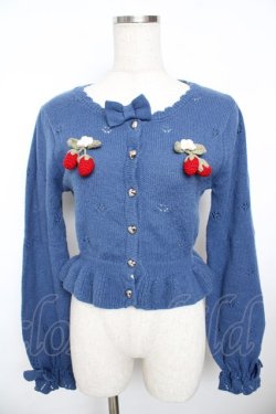 画像1: axes femme kawaii / 苺の編みぐるみニットカーデ M 青 Y-25-11-21-026-AX-TO-SZ-ZY