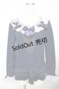 axes femme / リボンデザインプルオーバー  紺 Y-25-11-21-028-AX-TO-AS-ZY