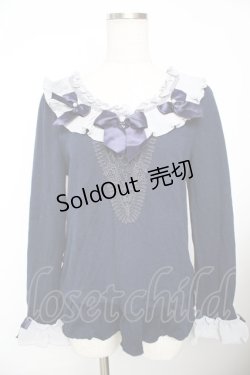 画像1: axes femme / リボンデザインプルオーバー  紺 Y-25-11-21-028-AX-TO-AS-ZY