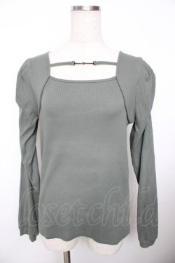 画像1: axes femme / ビット付マトン袖トップス F グリーン Y-25-11-21-031-AX-TO-SZ-ZY