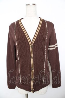 画像1: axes femme / エンブレム付プレッピーカーディガン  茶 Y-25-11-21-033-AX-TO-SZ-ZY