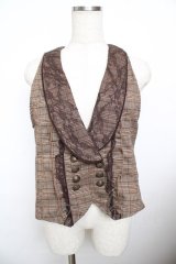 axes femme POETIQUE / レースフリルベスト  茶 Y-25-11-21-004-AX-TO-SZ-ZY