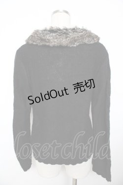 画像2: axes femme / ファー襟付きケーブルニットカーディガン  黒 Y-25-11-21-036-AX-TO-AS-ZY