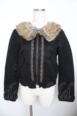 画像1: axes femme / ファー襟ブルゾン M 黒 Y-25-11-21-037-AX-TO-SZ-ZY