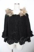 axes femme / ファー付きニットケープ  黒 Y-25-11-21-038-AX-TO-SZ-ZY