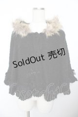 axes femme / ファー付きニットケープ  黒 Y-25-11-21-038-AX-TO-SZ-ZY