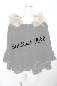 axes femme / ファー付きニットケープ  黒 Y-25-11-21-038-AX-TO-SZ-ZY