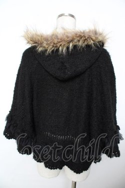 画像2: axes femme / ファー付きニットケープ  黒 Y-25-11-21-038-AX-TO-SZ-ZY