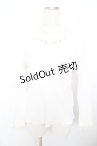 axes femme / 立体花ビジューリブプルオーバー  オフ Y-25-11-21-041-AX-TO-AS-ZY