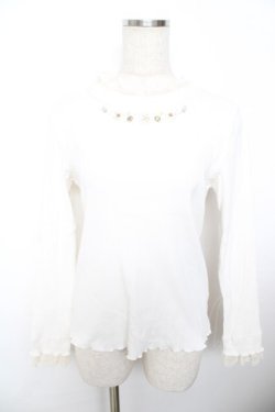 画像1: axes femme / 立体花ビジューリブプルオーバー  オフ Y-25-11-21-041-AX-TO-AS-ZY