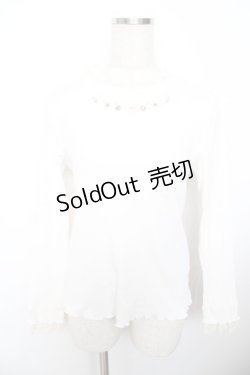 画像1: axes femme / 立体花ビジューリブプルオーバー  オフ Y-25-11-21-041-AX-TO-AS-ZY