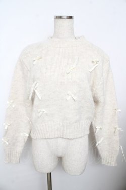 画像1: axes femme / リボンいっぱいニット M 生成り Y-25-11-21-043-AX-TO-SZ-ZY