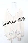 axes femme / リボン×バイカラーニットカーデ M 生成り Y-25-11-21-046-AX-TO-SZ-ZY