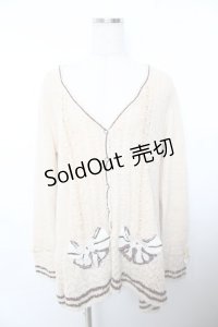 axes femme / リボン×バイカラーニットカーデ M 生成り Y-25-11-21-046-AX-TO-SZ-ZY