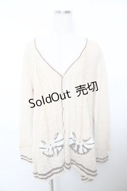 画像1: axes femme / リボン×バイカラーニットカーデ M 生成り Y-25-11-21-046-AX-TO-SZ-ZY