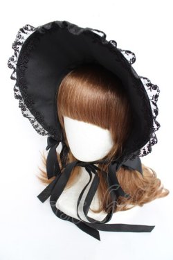 画像1: Moi-meme-Moitie / Lilyレース貴婦人ボンネット  黒×黒 Y-25-11-22-040-MO-AC-SZ-ZY