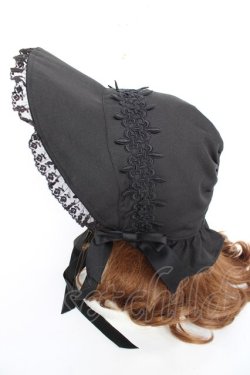 画像2: Moi-meme-Moitie / Lilyレース貴婦人ボンネット  黒×黒 Y-25-11-22-040-MO-AC-SZ-ZY