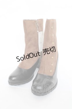 画像2: axes femme / 連ボタン配色ブーツ L 茶 Y-25-11-22-045-AX-SH-SZ-ZY