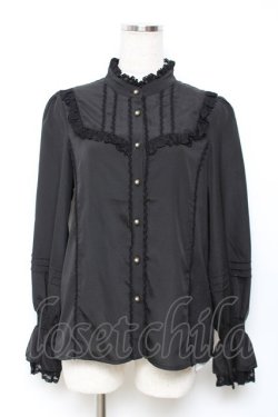 画像1: axes femme kawaii / タッセルリボンタイブラウス M 黒 Y-25-11-22-050-AX-BL-SZ-ZY