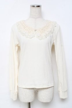 画像1: axes femme / お花レース襟リブプルオーバー M 生成り Y-25-11-22-056-AX-TO-SZ-ZY