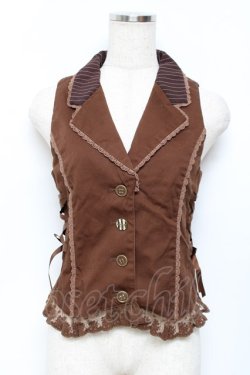 画像1: axes femme / マリン刺繍ベスト M 茶 Y-25-11-22-058-AX-TO-SZ-ZY