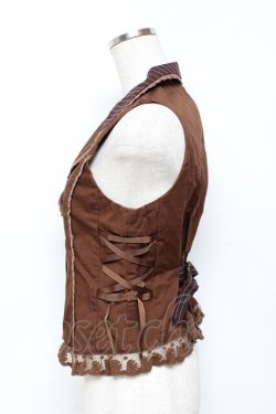 画像2: axes femme / マリン刺繍ベスト M 茶 Y-25-11-22-058-AX-TO-SZ-ZY