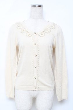 画像1: axes femme / パール襟ニットカーディガン M 生成り Y-25-11-22-060-AX-TO-SZ-ZY