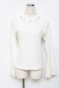 axes femme / バラネックレス風リブプルオーバー M 白 Y-25-11-22-062-AX-TO-SZ-ZY