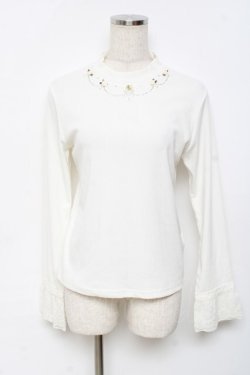 画像1: axes femme / バラネックレス風リブプルオーバー M 白 Y-25-11-22-062-AX-TO-SZ-ZY