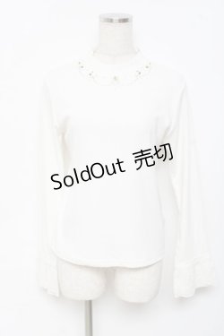 画像1: axes femme / バラネックレス風リブプルオーバー M 白 Y-25-11-22-062-AX-TO-SZ-ZY