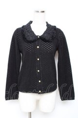 axes femme / 襟ファー付きドットカーデ M 黒 Y-25-11-22-067-AX-TO-SZ-ZY