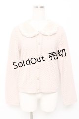 axes femme / 襟ファー付きドットカーデ M 淡ピンク Y-25-11-22-068-AX-TO-SZ-ZY